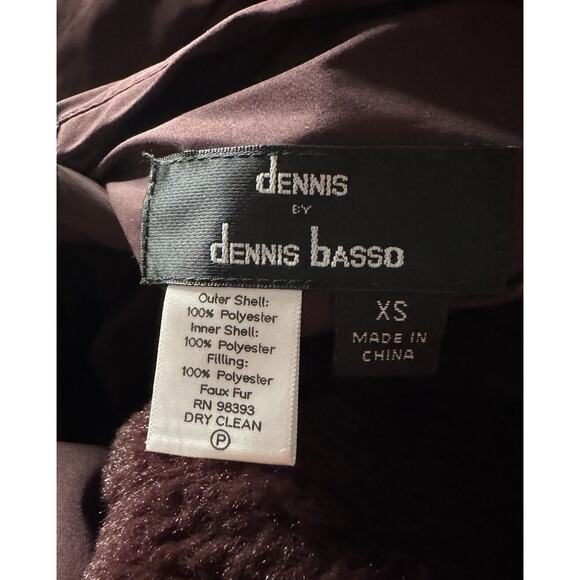 Dennis Basso Reversible H20 resistant-Faux Fur winter Coat Burgundy Womens XS-S - Picture 8 of 9